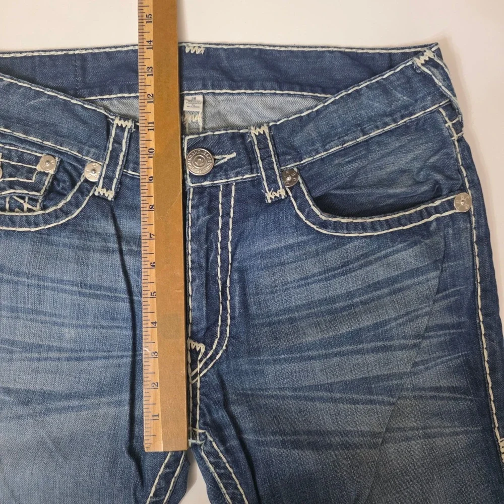 True Religion Jeans Men 36 X 32 Blue Skinny W/Flap Super T Big Stitch Casual